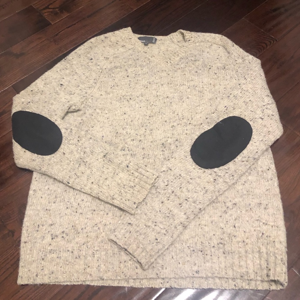 Vince - Heather Gray Wool Sweater - Elbow Patches